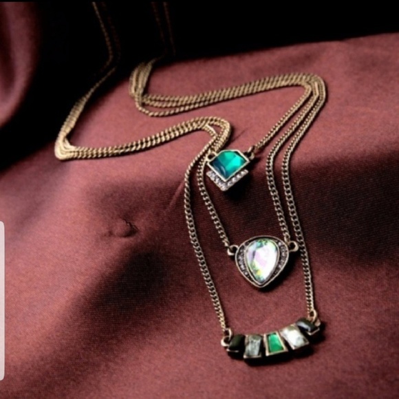 Three Layer Stone Necklace - Picture 3 of 4